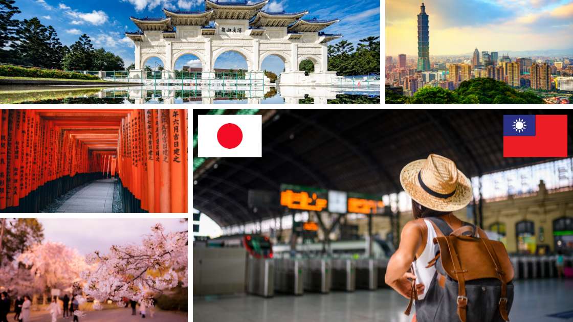 A collage of pictures of japan and taiwan.